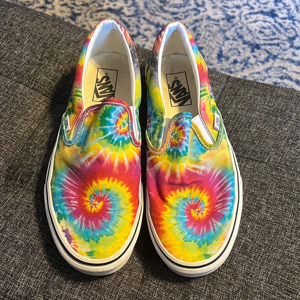 Vans Tye-Dyed canvas slip on shoes.  Women size 9.5 or Men’s size 8. Great shape
